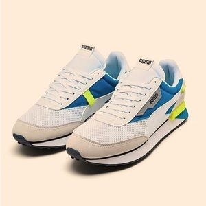 Puma:  FUTURE RIDER GALAXY 373385-03 White Digi Blue Shoes